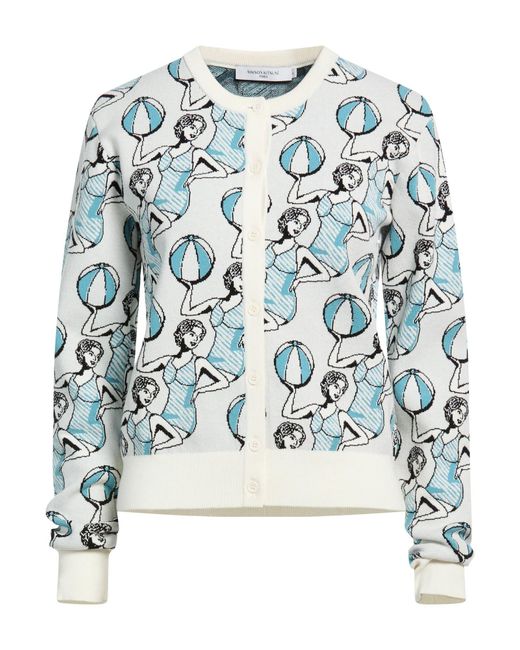 Maison Kitsuné Blue Cardigan Viscose, Polyamide