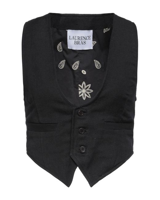 Laurence Bras Black Tailored Vest Cotton, Linen