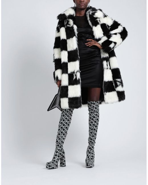 Karl Lagerfeld Multicolor Faux-fur Checked Coat