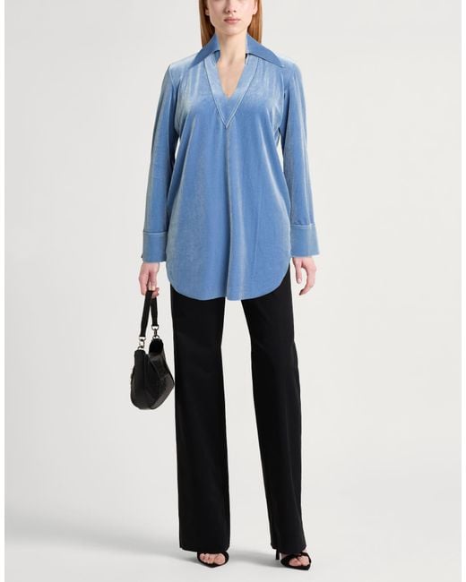 La Petite Robe Di Chiara Boni Blue Top Polyester, Polyamide, Elastane