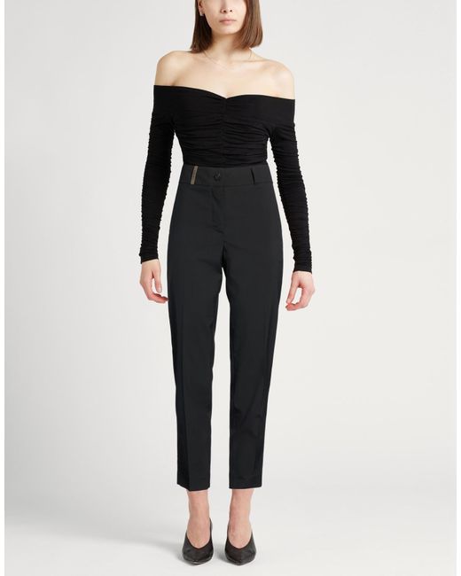 Peserico Black Pants Polyester, Viscose, Elastane