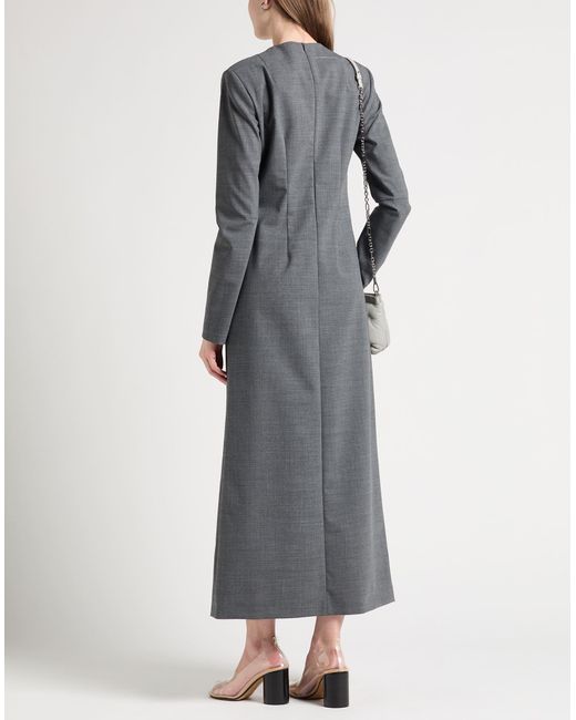 MM6 by Maison Martin Margiela Gray Maxi Dress Polyester, Virgin Wool, Elastane