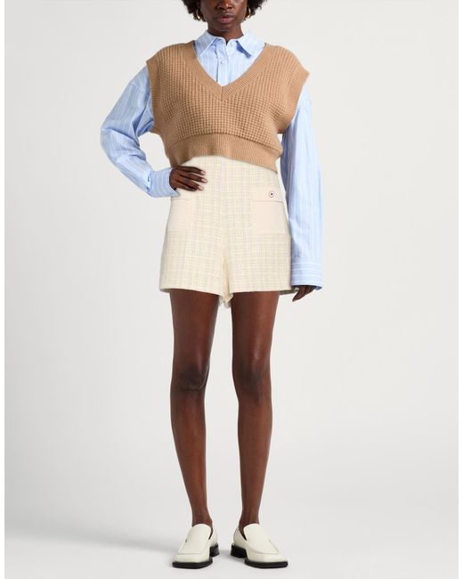 Sandro Natural Light Shorts & Bermuda Shorts Cotton, Polyester, Elastane, Polyamide