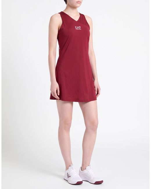 EA7 Red Mini Dress Polyester, Elastane