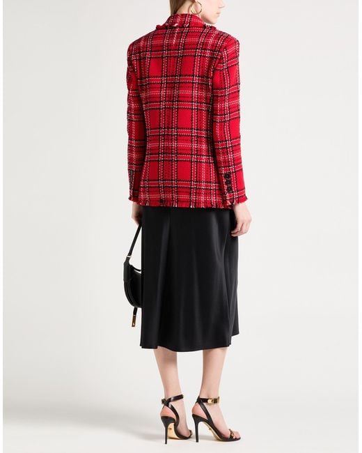 MSGM Red Blazer Cotton, Acrylic, Polyester