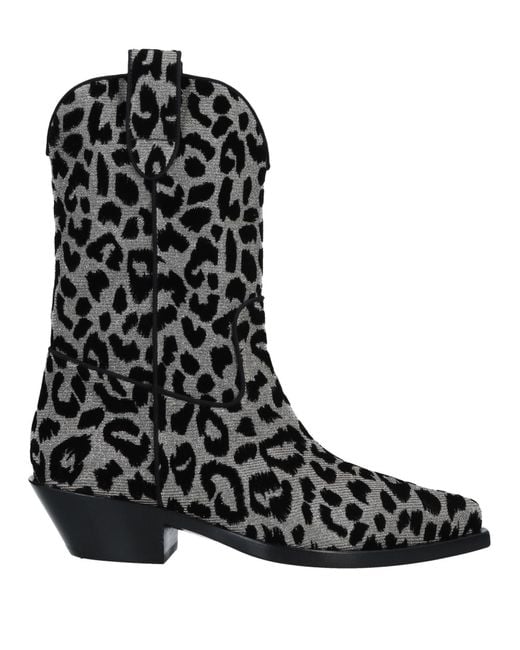 Dolce & Gabbana Black Texan 40 Leopard Cowboy Boots