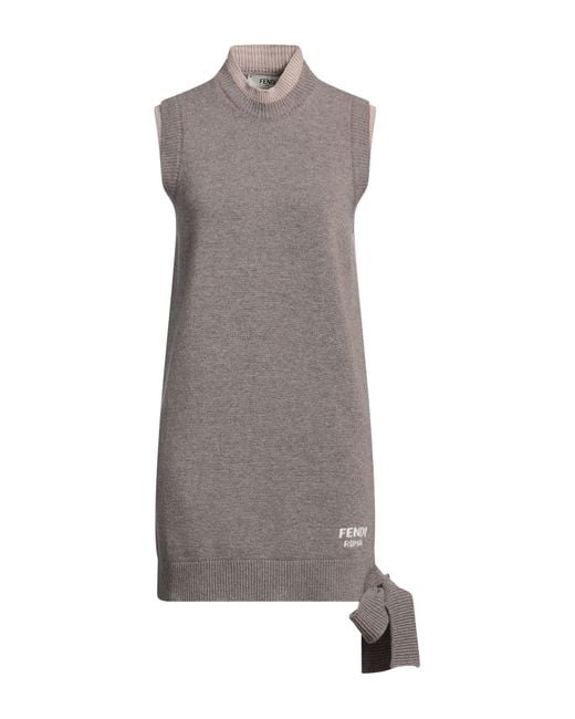Fendi Gray Mini Dress Wool, Cashmere, Silk