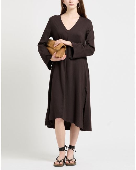 Transit Brown Par-Such Midi Dress Viscose, Wool, Elastane