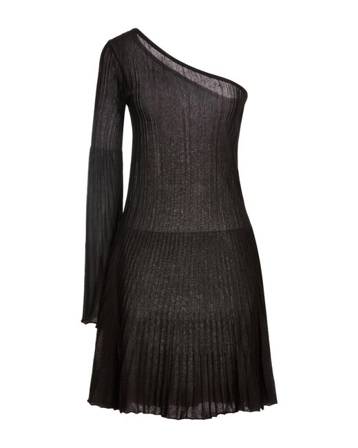 FEDERICA TOSI Black Mini Dress Viscose, Polyester