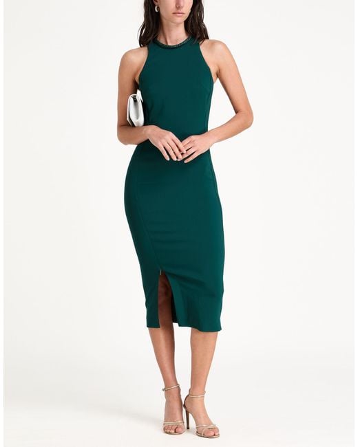 Pinko Green Midi Dress Viscose, Elastane, Glass