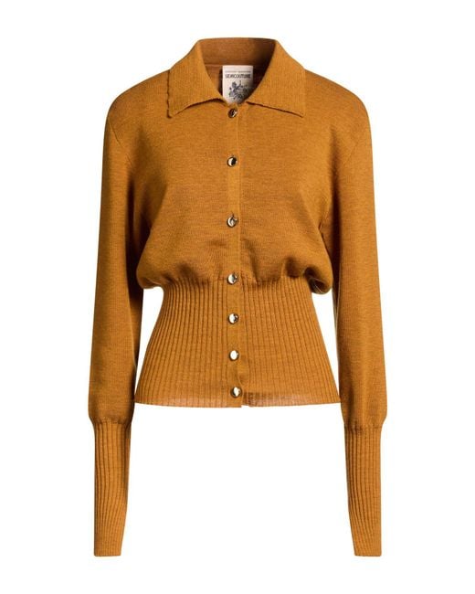Semicouture Yellow Mustard Cardigan Virgin Wool