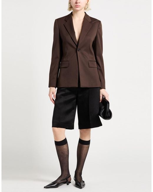 MM6 by Maison Margiela Brown Blazer Polyester, Virgin Wool, Elastane