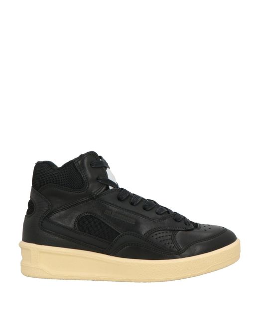 Jil Sander Black Sneakers Leather, Textile Fibers