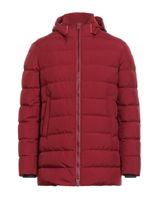 Herno Red Laminar Brick Puffer Polyester for men