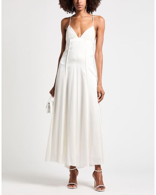 Forte_forte White Maxi Dress Silk, Elastane, Polyamide