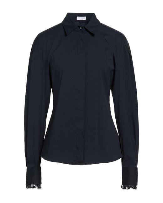 Brunello Cucinelli Blue Midnight Shirt Hemp, Polyamide, Elastane