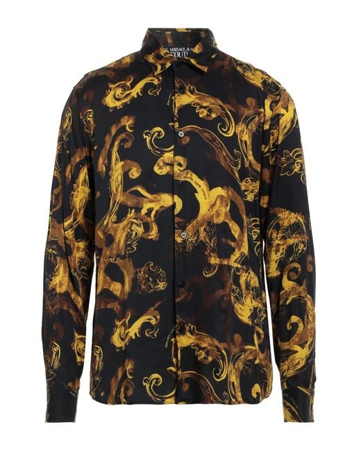 Versace Jeans Couture Black Signature Print Twill Shirt for men