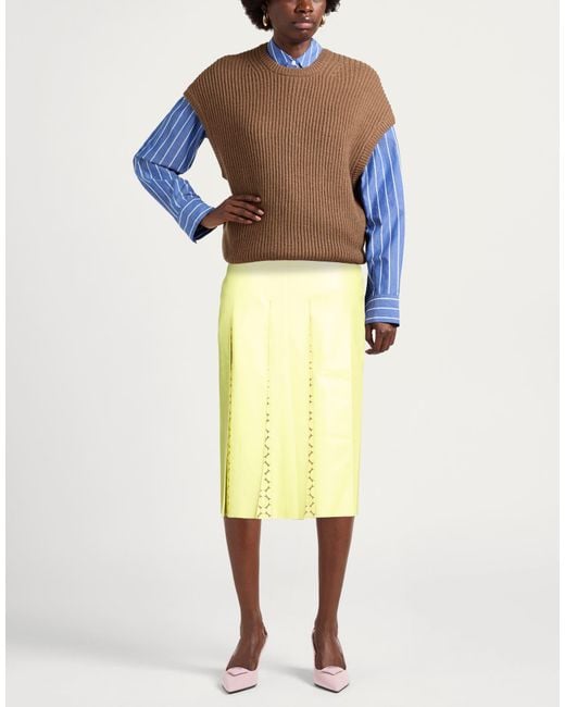 Aviu Yellow Midi Skirt Polyurethane, Viscose
