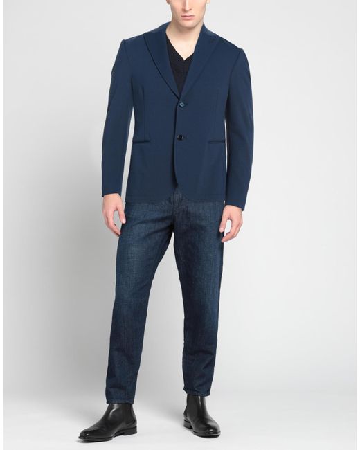 Daniele Alessandrini Blue Stretch Cotton-Blend Blazer for men