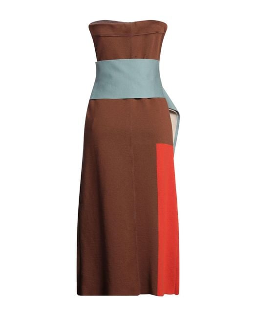 Fendi Brown Midi Dress Wool, Polyamide, Elastane