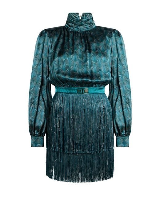 Elisabetta Franchi Blue Mini Dress Silk, Acetate, Viscose, Polyester