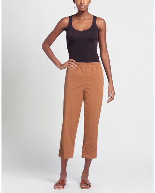Rossopuro Brown Pants Cotton, Elastane