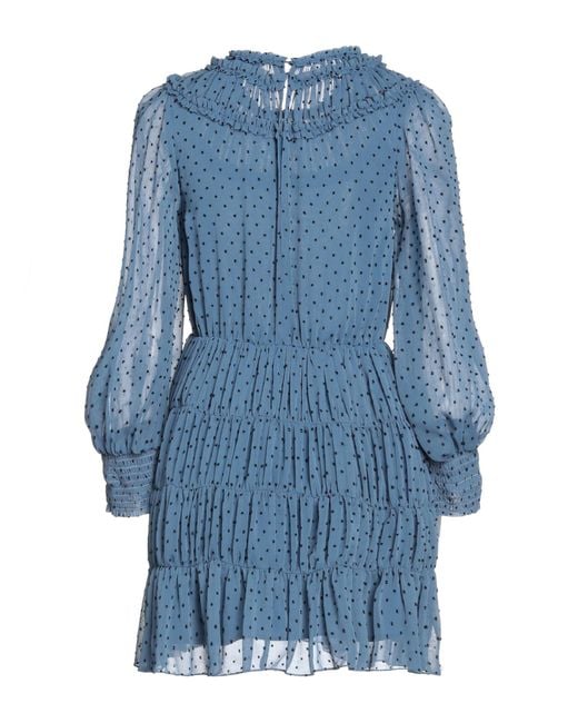 Sandro Blue Gathered Fil Coupé Crepon Mini Dress
