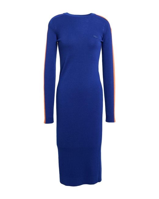 Lacoste Blue Bright Midi Dress Wool