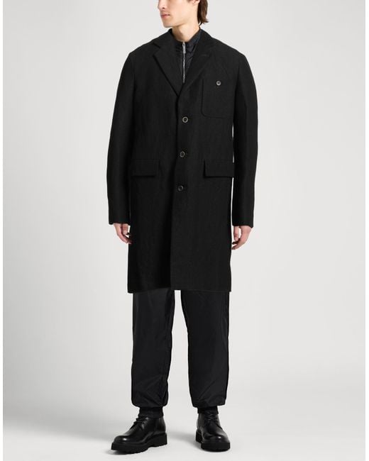 Uma Wang Black Coat Linen, Wool, Polyamide for men