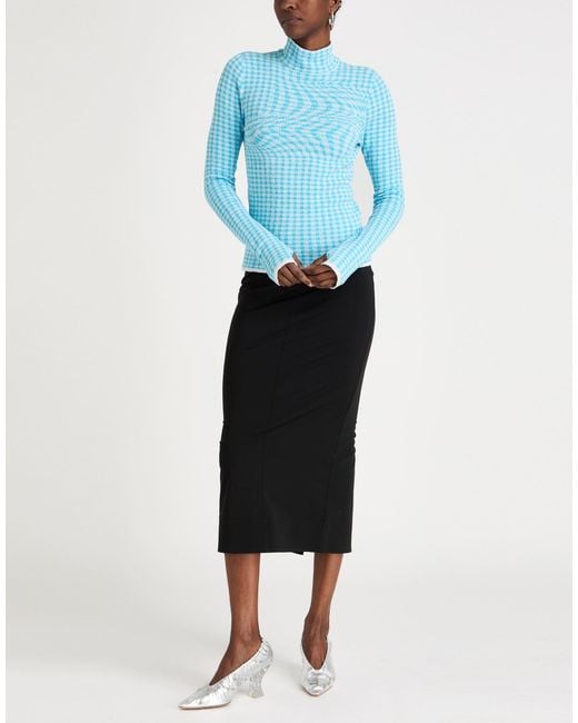 MM6 by Maison Margiela Blue Turtleneck Cotton, Polyamide