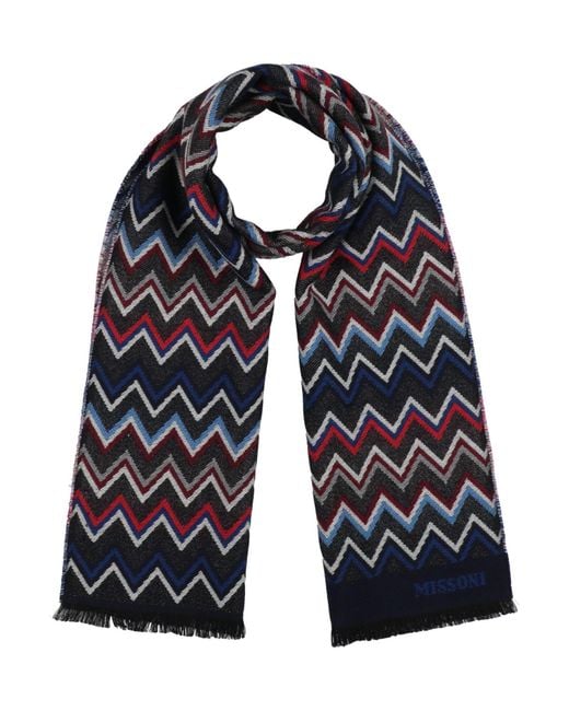 Missoni Blue Charcoal Scarf Wool for men