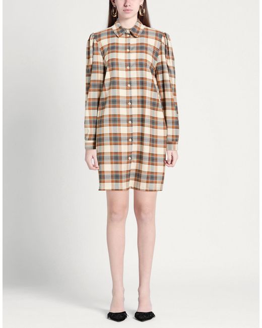 Please Natural Camel Mini Dress Polyester, Viscose, Elastane