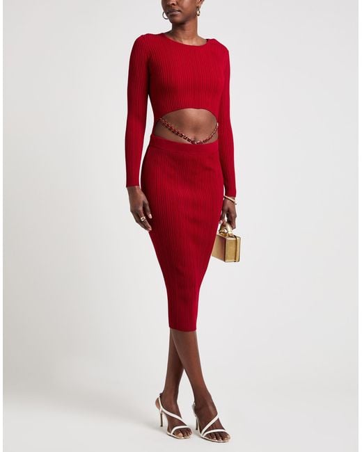 Elisabetta Franchi Red Midi Dress