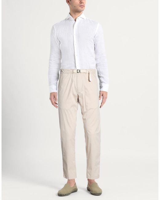 White Sand Natural Pants Cotton, Polyamide, Elastane for men