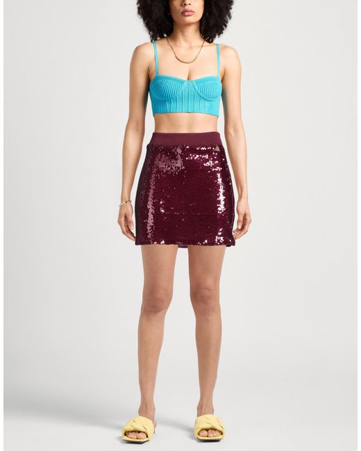 Akep Purple Mini Skirt Polyester, Elastane
