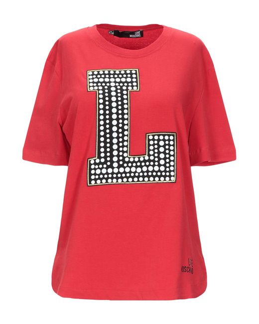 Moschino Peace Print Crew Neck Men's T-shirt Dark Red