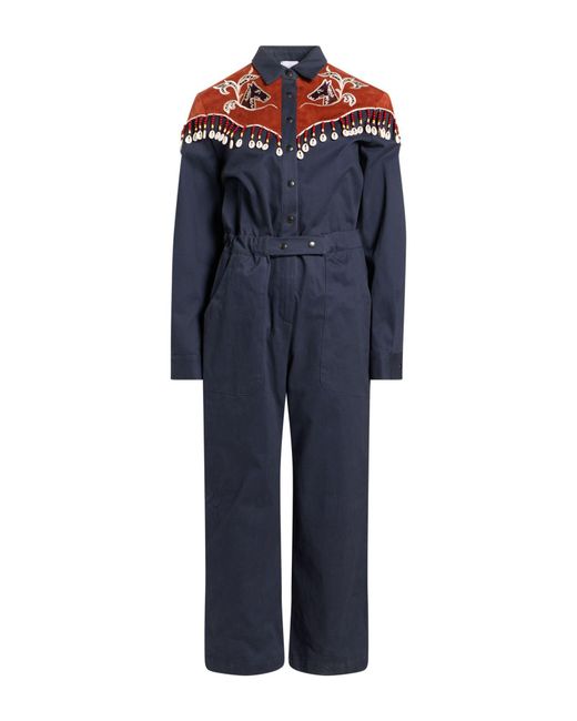 Stella Jean Blue Jumpsuit Cotton, Elastane