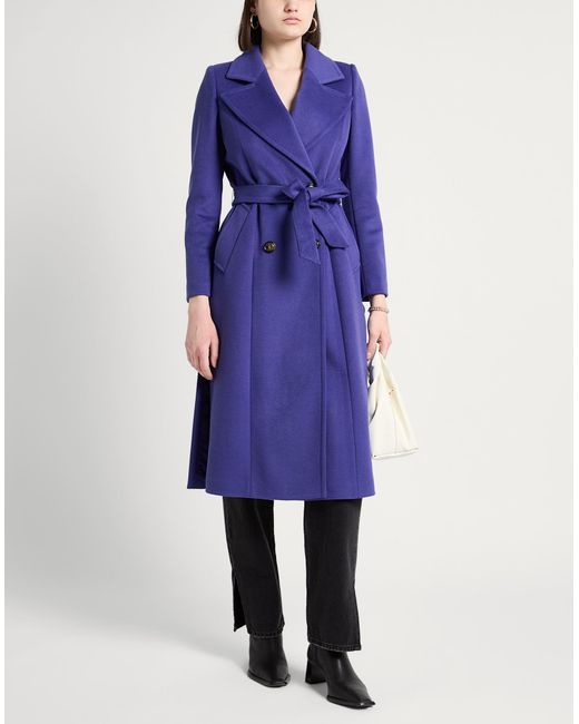 White Wise Blue Coat Polyester, Viscose