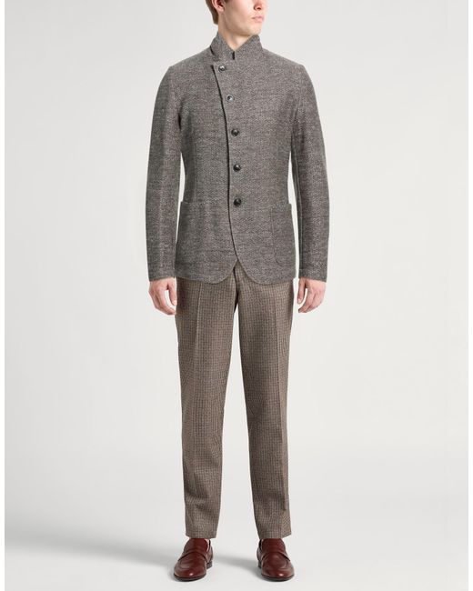 Emporio Armani Gray Military Blazer Linen, Cotton for men
