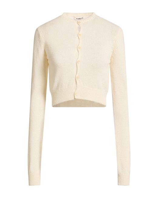 Auralee White Cream Cardigan Cashmere