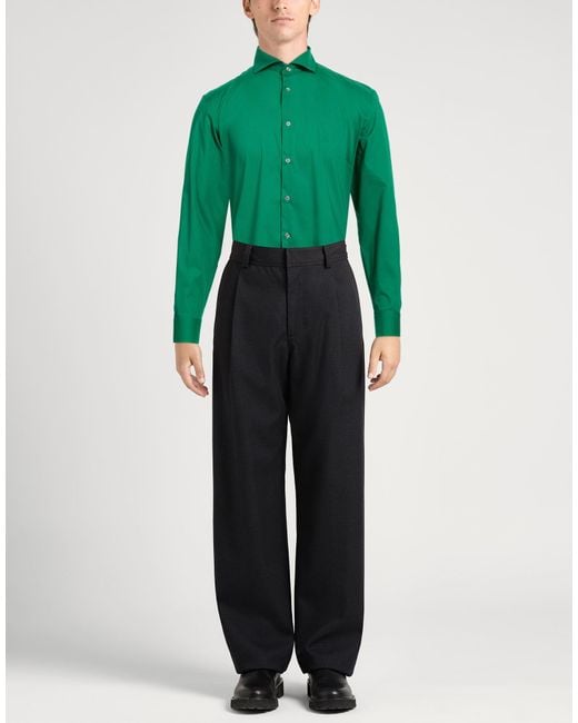 Daniele Alessandrini Green Dark Shirt Cotton, Elastane for men