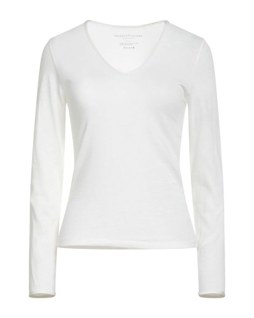 Majestic Filatures White Ivory T-Shirt Organic Cotton, Cashmere