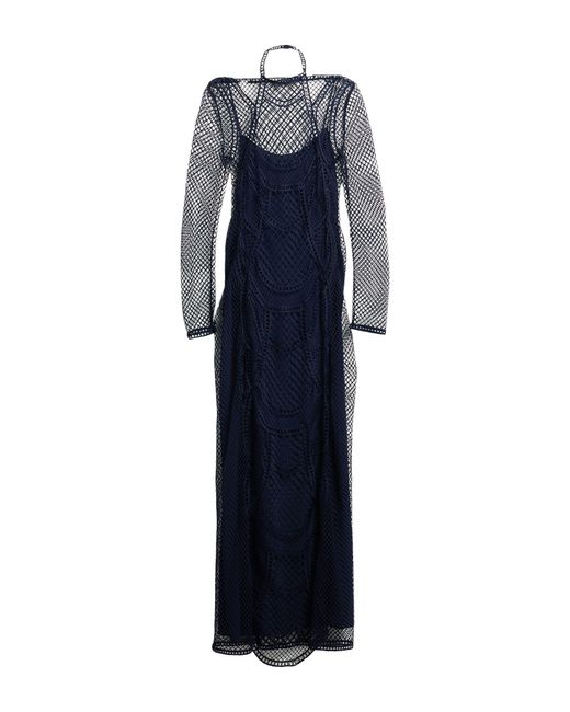 Alberta Ferretti Blue Midnight Maxi Dress Polyester