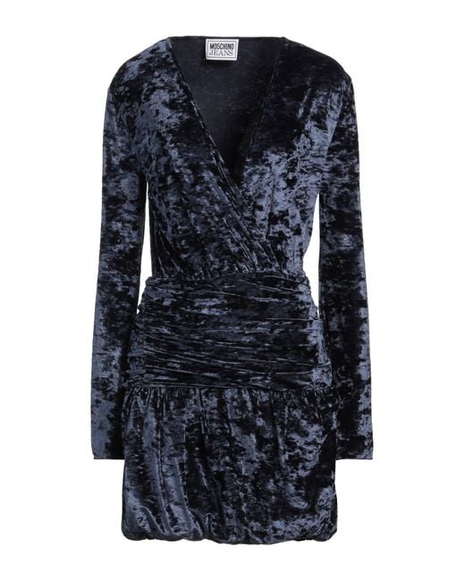 Moschino Blue Midnight Mini Dress Polyester, Elastane