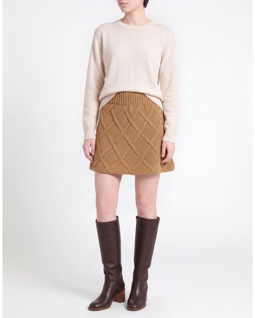 Jil Sander Brown Camel Mini Skirt Virgin Wool