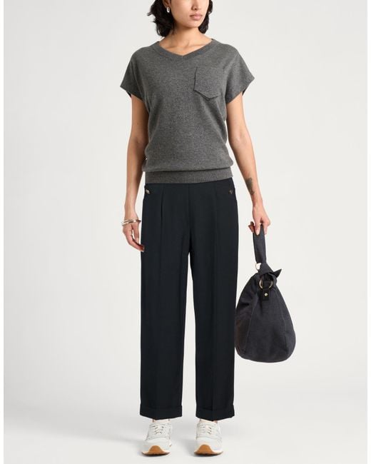 Sandro Blue Pants Polyester, Wool