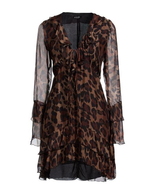 Gaelle Paris Brown Mini Dress Silk, Viscose