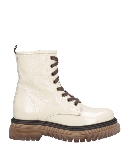 Saint Tropez Natural Ivory Ankle Boots Leather