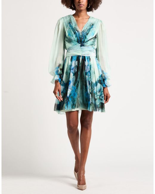 Alberta Ferretti Blue Mini Dress Silk
