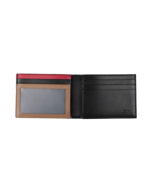 Fendi Shadow Wallet - Black and red leather bi-fold wallet